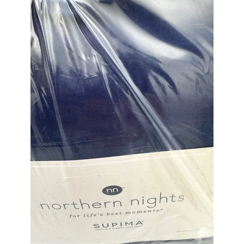 Northern Nights Queen 500TC Supima Cotton Bed Sheet Set Navy Blue New